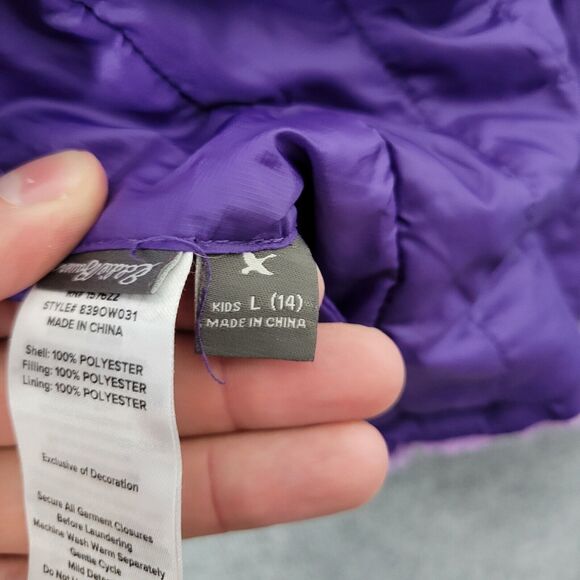 EDDIE BAUER 839OW031 Girls Purple Sherpa Lined Puffer Jacket SIZE LARGE - Picture 12 of 16